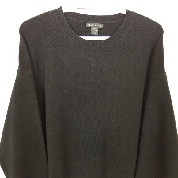 Athleta Women Merino Wool Cashmere Alpine Crewneck Sweater Sz XL Black Soft Cozy - Picture 2 of 7
